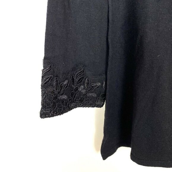 Style & Co Sweater Black Long Sleeve Floral PP NEW - Picture 3 of 6